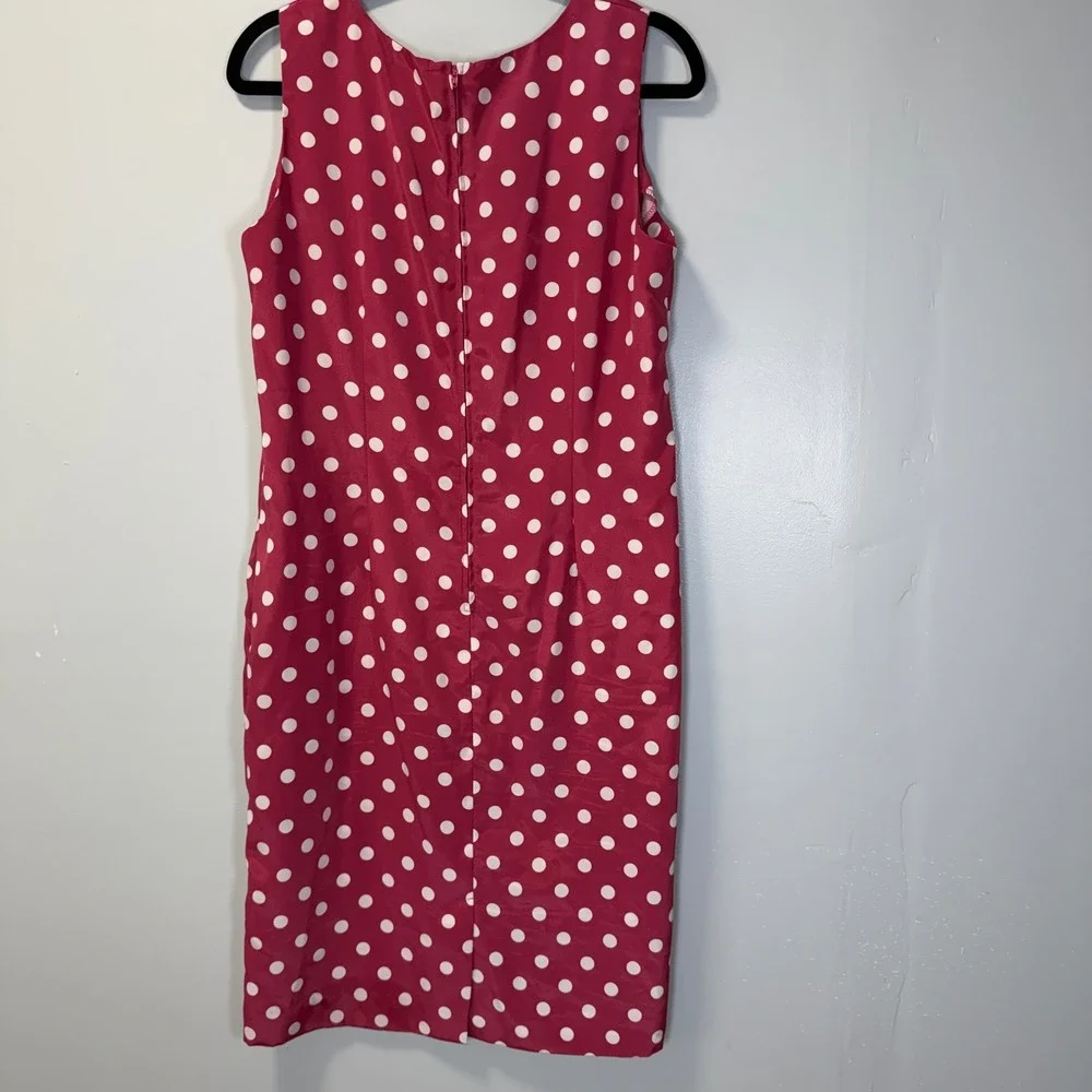 Leslie‎ Fay Vintage Polka Dot Dress and Jacket Set Raspberry Pink Womens 14P